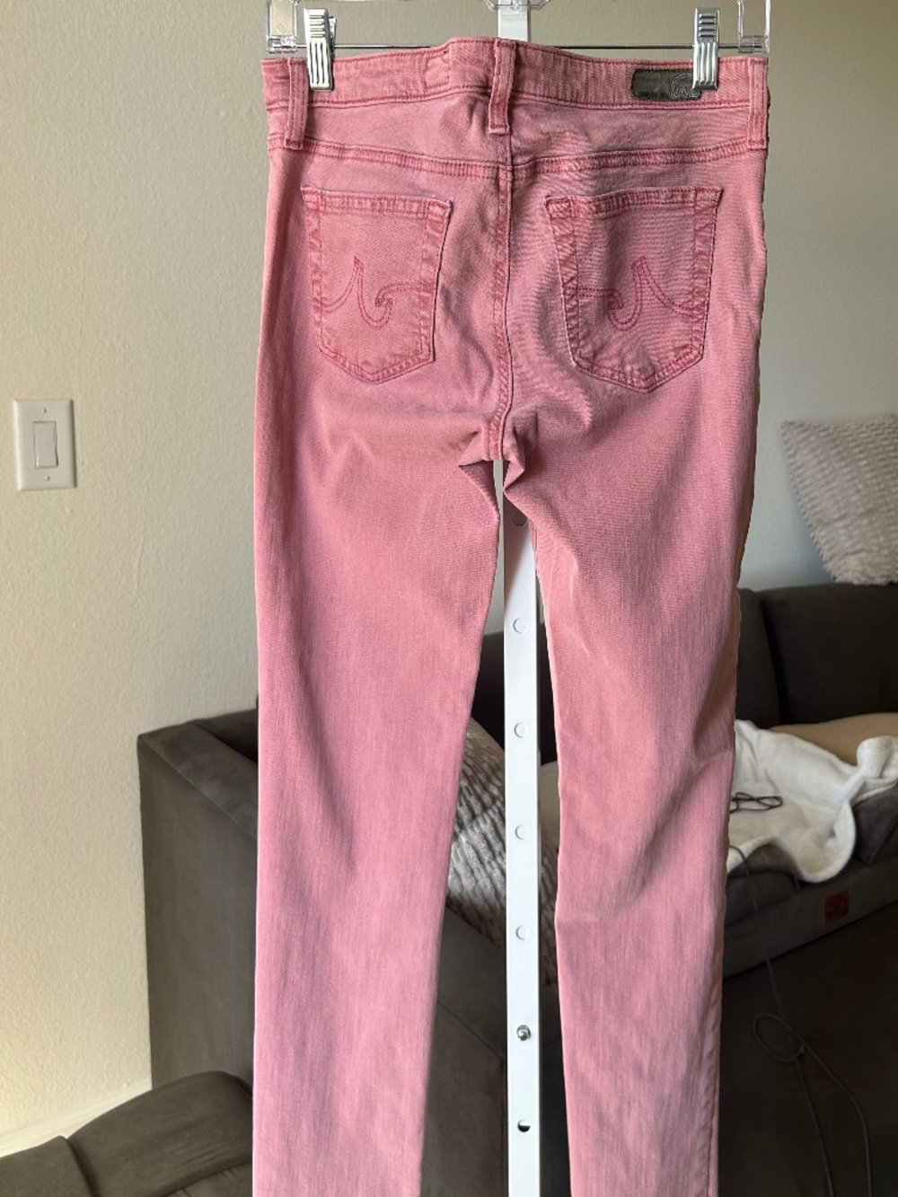 AG ADRIANO GOLDSCHMIED Stevie Ankle Slim Straight Pink Stretch Jeans Size 28R - Picture 3 of 8